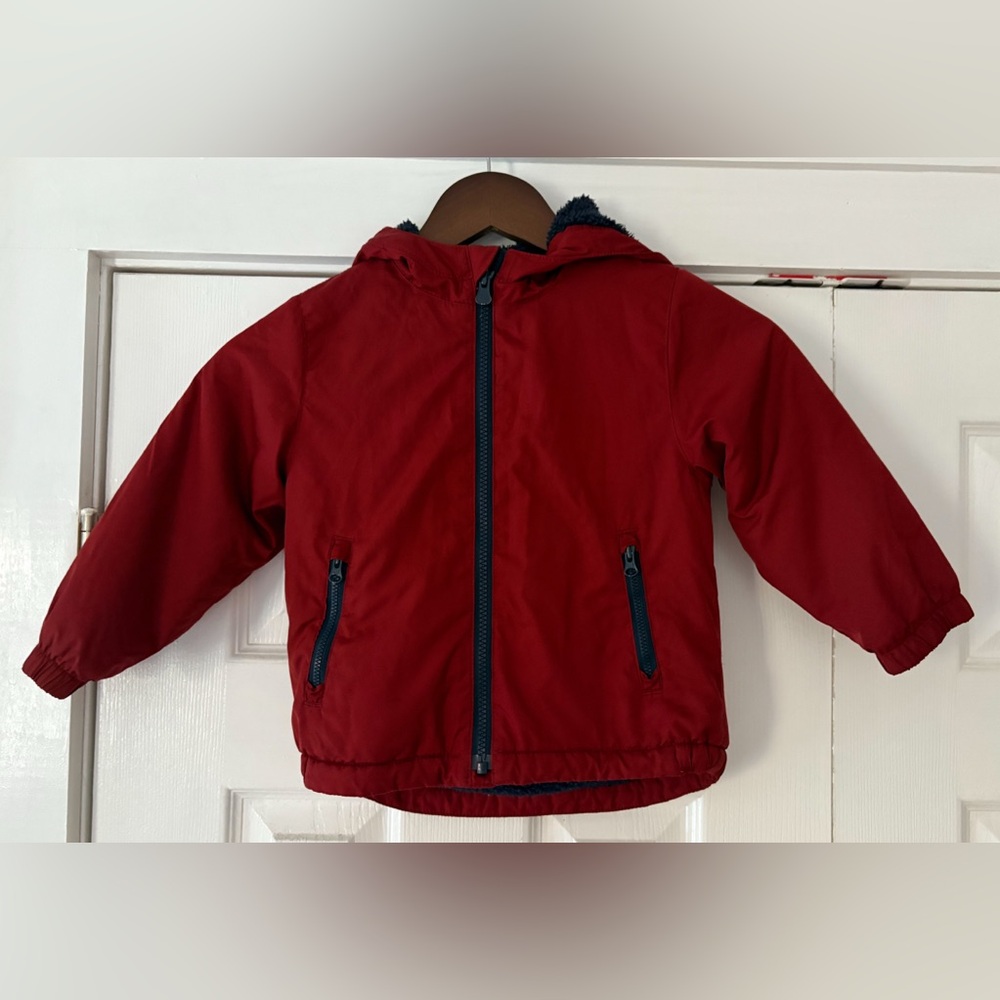 GAP Kids‎ Cherry Red Puffer Jacket with Spiky Hood Size 3 EUC